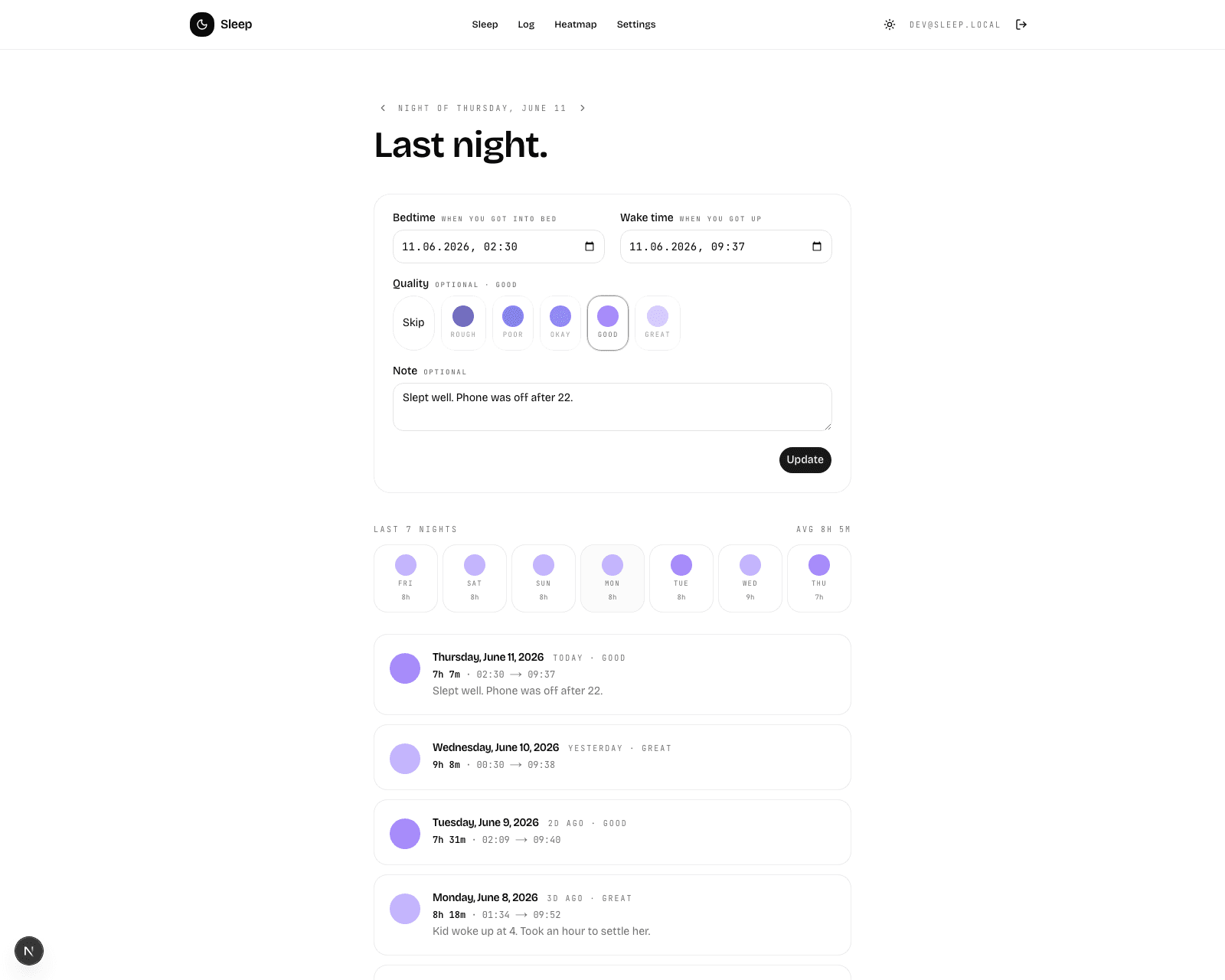 Sleep preview